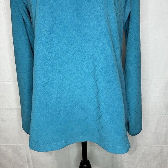 Columbia Women’s Size L Fleece 1/4 Zip Pullover Teal Quilted Lightweight - Picture 3 of 8